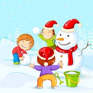 Kids making Snowman for Christmas