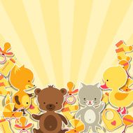 Background invitation card with little animal stickers