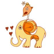 Sweet elephant with bird