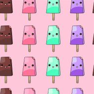 Kawaii ice cream seamless pattern