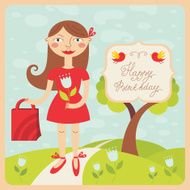 Birthday card with girl