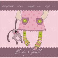 Pink Baby girl arrival announcement card N2