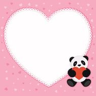 Panda bear with heart shape frame