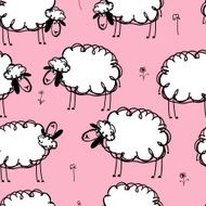 Funny sheeps on meadow seamless pattern for your design N3