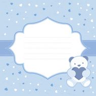 Blue greeting card with teddy bear