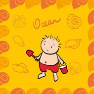 Child on the beach vector illustration N2