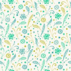 Doodle seamless texture with flowers