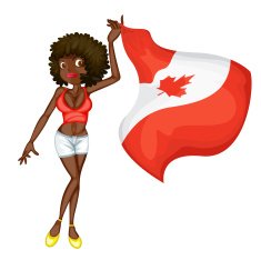 smiling girl with a national flag of Canada