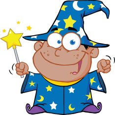 Happy African American Wizard Boy Waving With Magic Wand