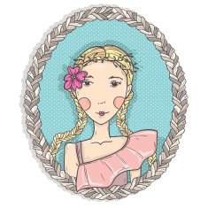 Background with cute girl and frame from her hair N2