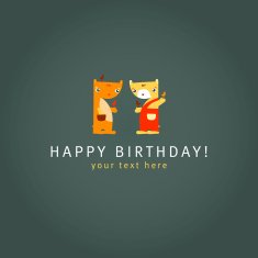 Teddy Bears Dark background Happy birthday card