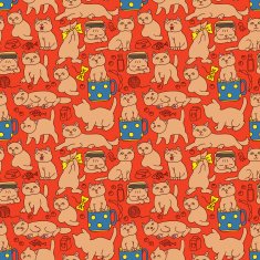 Orange pattern with cats