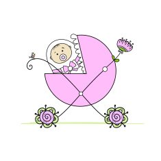 Newborn in baby's buggy for your design