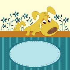 Cartoon Animal Card with Funny Dog