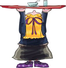 Sketchy Style Cartoon Girl Holding A Tray