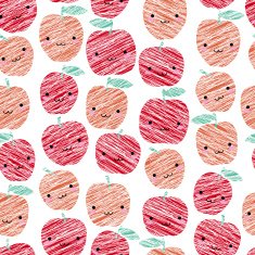 Smiling apples background Seamless pattern with scratched apples