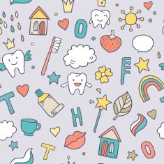 Cute pattern with fairy magic teeth