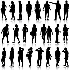 Black silhouettes of beautiful mans and womans N7