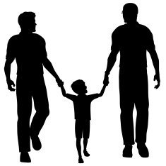 Child Walking with Two Fathers