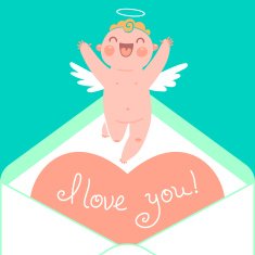 Valentine's Day card with cute Cupids and hearts N6