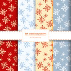Vector Set Abstract seamless pattern snowflakes