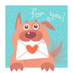 Funny dog brought the envelope Vector illustration