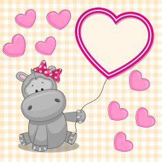 Hippo with heart frame