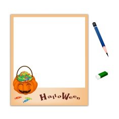 Pencil and Eraser with Jack O' Lantern Picture Frame