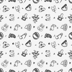 seamless doodle baby pattern background N32
