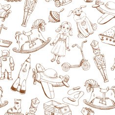 vintage hand drawn toys pattern