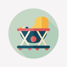 Baby walker flat icon with long shadow eps10 N77