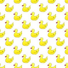 Yellow swimming ducks arranged in a pattern