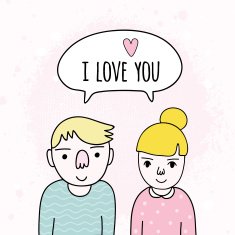 Cute cartoon couple in love