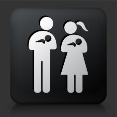 Black Square Button with Family & Babies Icon