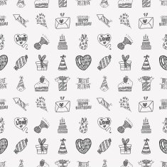 Seamless Doodle Birthday party pattern background N77