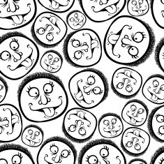 Funny faces showing tongue seamless background black and white