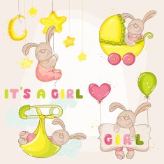 Baby Bunny Set - for Shower or Arrival Card