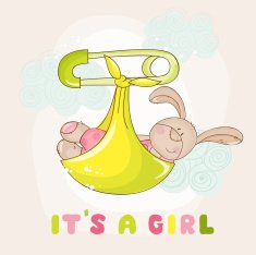 Baby Bunny Shower or Arrival Card - in vector