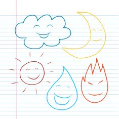 sun and any nature cartoon sketch