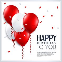 Vector birthday card with balloons and confetti N4