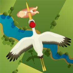 Stork Carrying Baby Girl N4