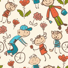 kid's outdoor recreation seamless pattern