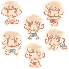 Six poses of baby