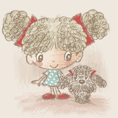 Portuguese Water Dog and girl