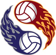 Yin Yang Flaming Volleyballs