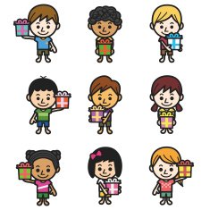 Cute kids with present