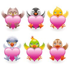 Stuffed birds icon set