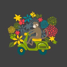 Monkey on the vintage scooter