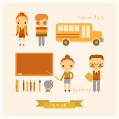 set of vector school illustrations