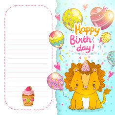 Happy Birthday greeting background with a lion N19